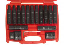 Набор бит 3/4" SPLINE Е18-24, TORX Т60-100, HEX Н17-24 ударных с держат. 3/4", 1" 107мм 16 пр. JTC